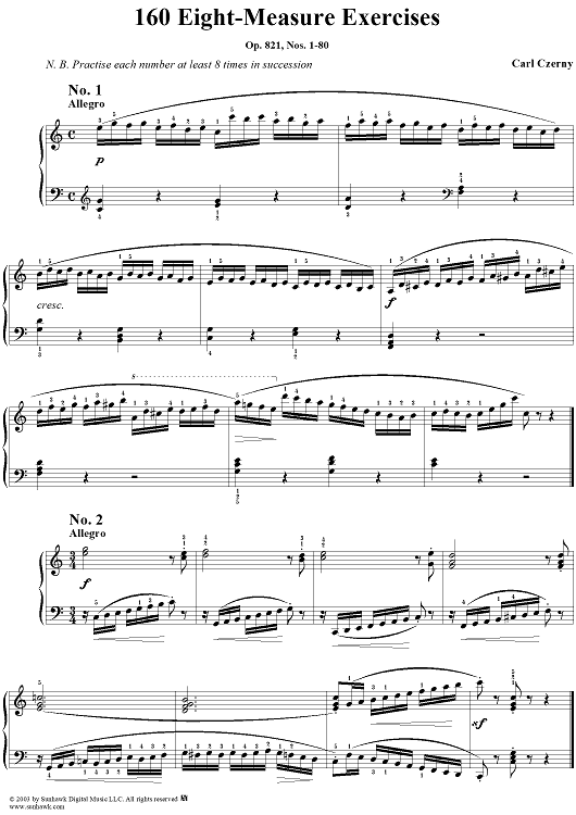 160 Eight-Measure Exercises, Op. 821, Part 1, Nos. 1 - 80