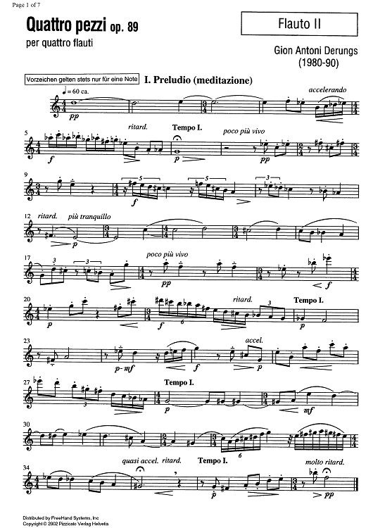 Quattro pezzi (Four Pieces) Op.89 - Flute 2
