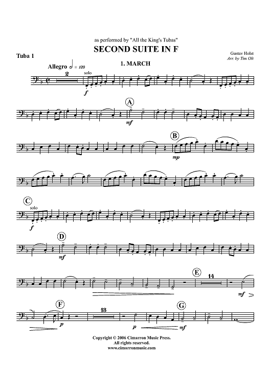 Second Suite in F - Tuba 1