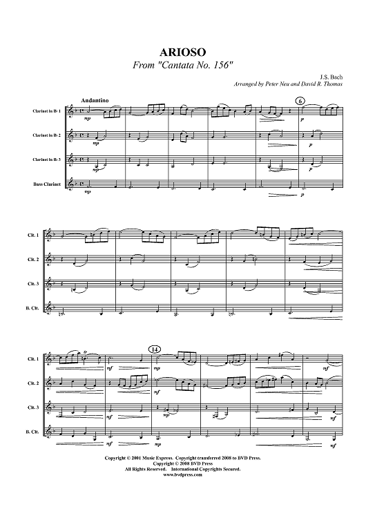 Arioso from "Cantata No. 156" - Score