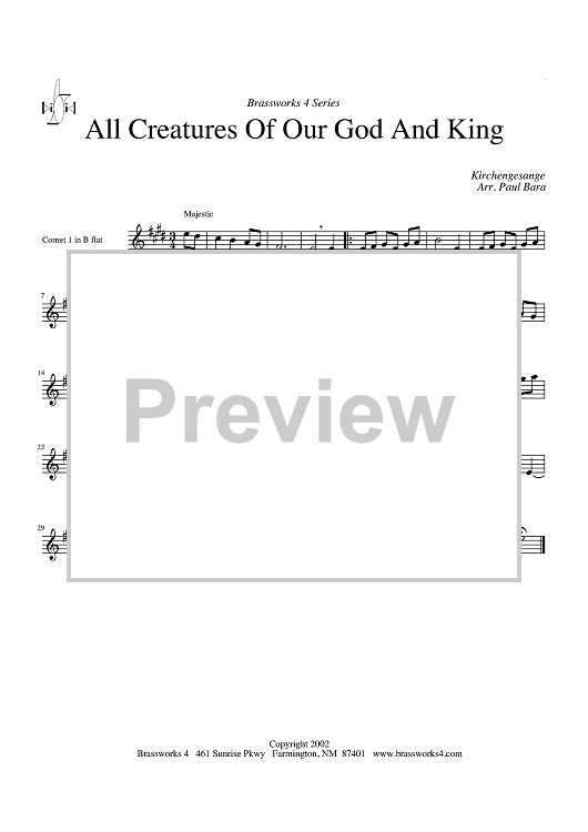 All Creatures of Our God and King - Cornet 1/Trumpet 1