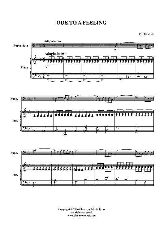 Ode To a Feeling - Piano Score