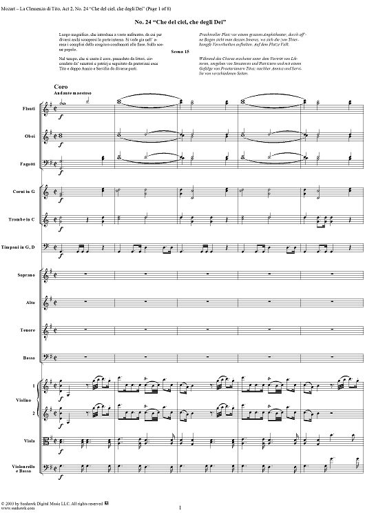 "Che del ciel, che degli Dei", No. 24 from "La Clemenza di Tito", Act 2 (K621) - Full Score