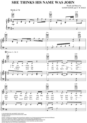 She Thinks His Name Was John" Sheet Music by Reba for Piano