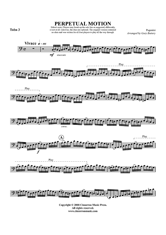 Moto Perpetuo (Perpetual Motion) - Tuba 3