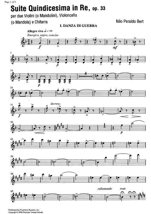 Suite Quindicesima in Re Op.33 - Mandola/Cello