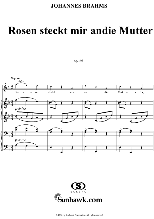Rosen steckt mir andie Mutter - No. 6 from "Neue Liebeslieder Waltzes" Op. 65