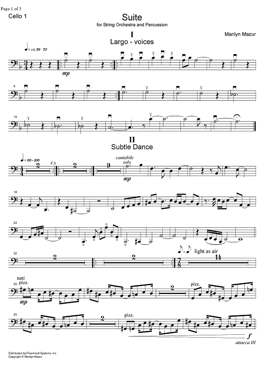 Suite for string orchestra and percussion - Cello 1