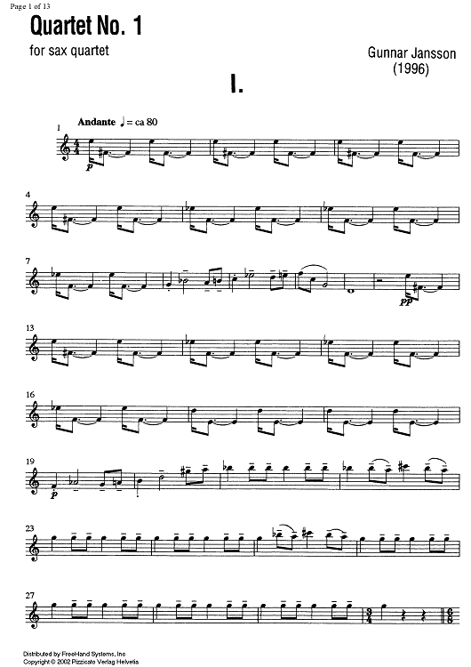 Quartet No. 1 - B-flat Tenor Saxophone