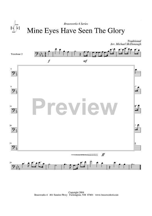 Mine Eyes Have Seen the Glory - Trombone 2