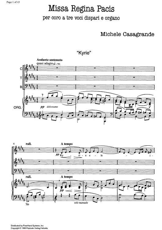 Missa Regina Pacis - Score
