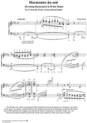 Transcendental Etude No. 11: Harmonies du soir (Evening Harmonies) in D-flat Major