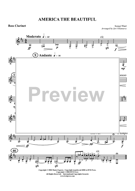 America the Beautiful - Bass Clarinet