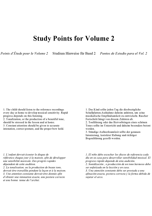 Study Points for Volume 2