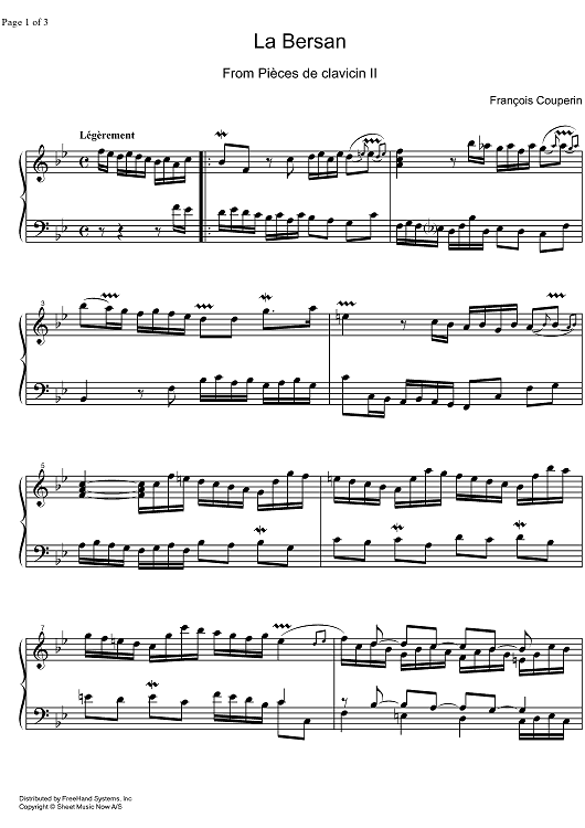 Pièces de clavecin  6th ordre, La Bersan