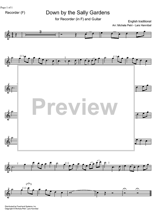 Down by the Sally Gardens - Recorder (F)