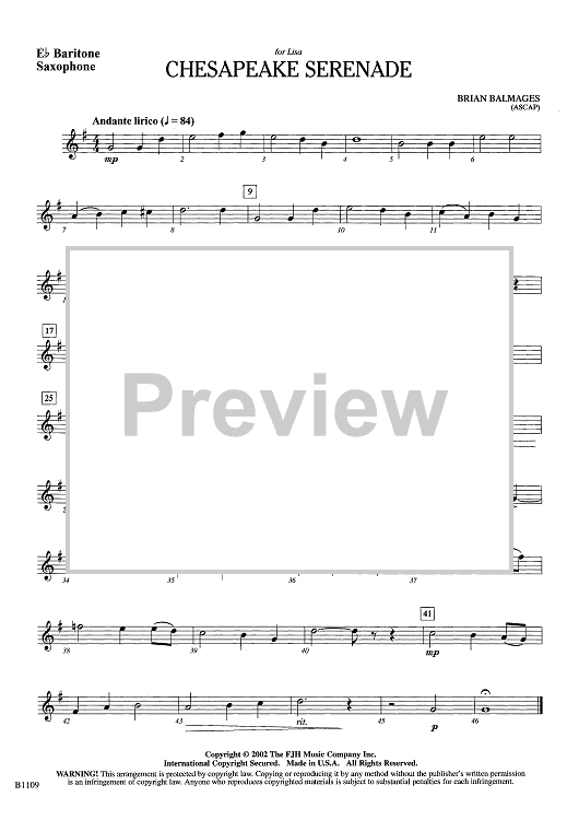 Chesapeake Serenade - Eb Baritone Sax