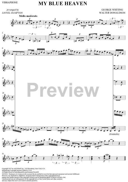 My Blue Heaven - Vibraphone