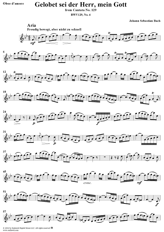 "Gelobet sei der Herr, mein Gott", Aria, No. 4 from Cantata No. 129: "Gelobet sei der Herr, mein Gott" - Oboe d'amore
