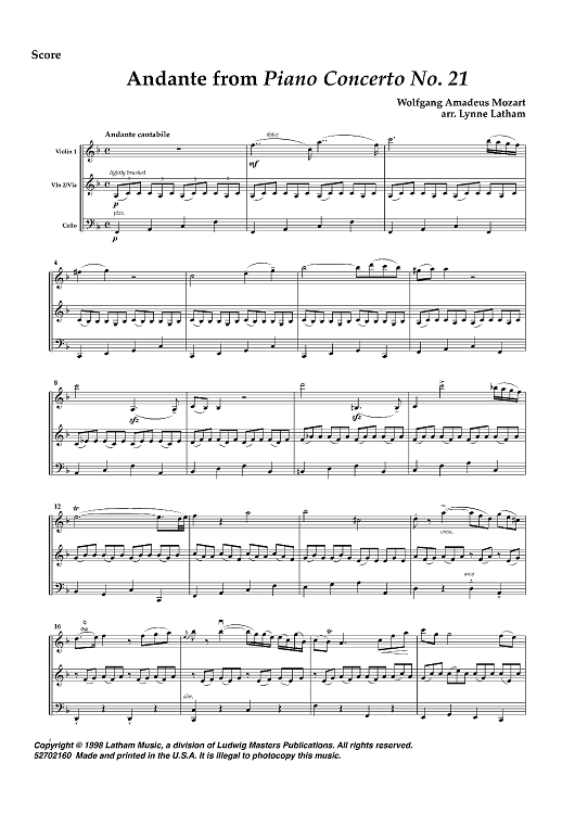 Andante from Piano Concerto No. 1 - Score