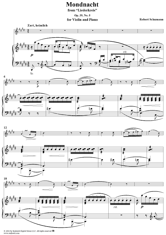Liederkreis, Op. 39, No. 05, "Mondnacht" (Moonlight), - Piano