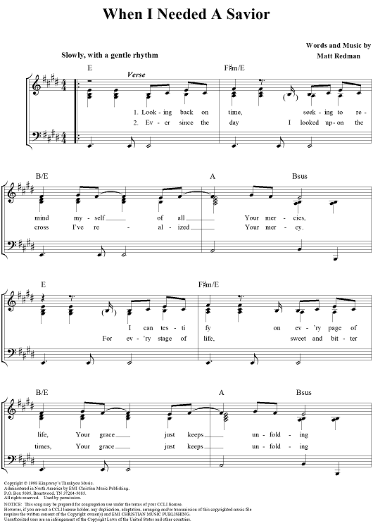 When I Needed a Savior