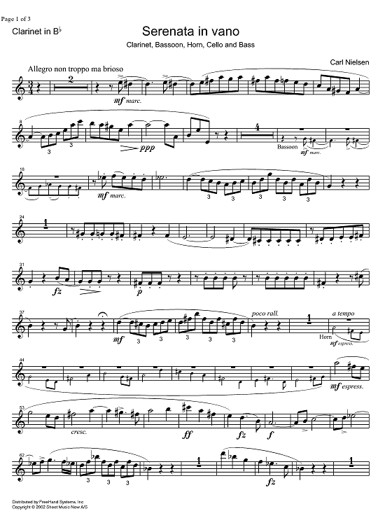 Serenata in vano - Clarinet in B-flat