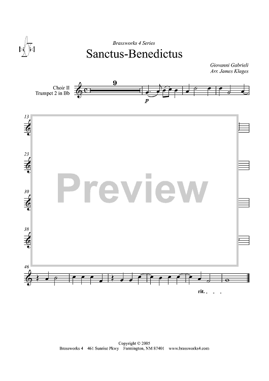 Sanctus-Benedictus - Choir 2, Trumpet 2