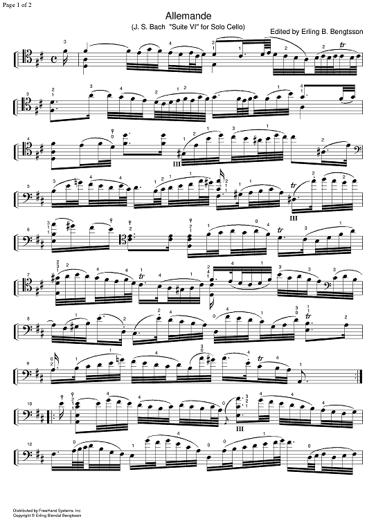 Suite No. 6 D Major BWV 1012 - Cello