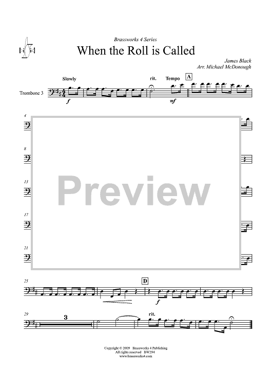 When the Roll is Called - Trombone 3
