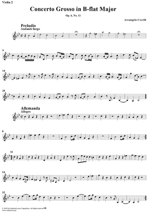 Concerto Grosso No. 11 in B-flat Major, Op. 6, No. 11 - Violin 2