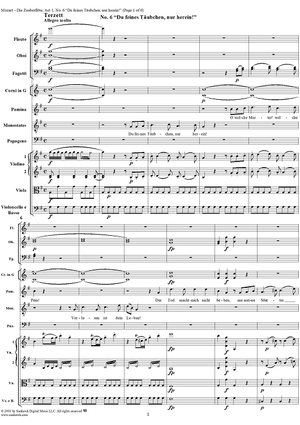 "Du feines Täubchen, nur herein!", No. 6 from  "Die Zauberflöte", Act 1 (K620) - Full Score