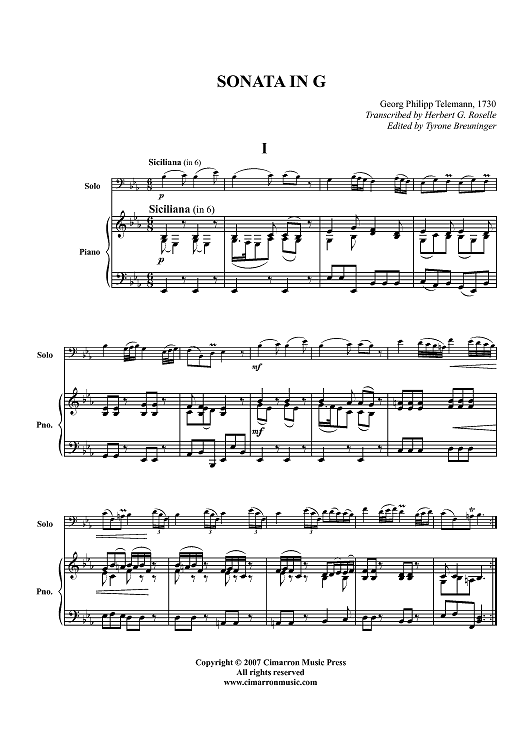 Sonata in G - Piano Score