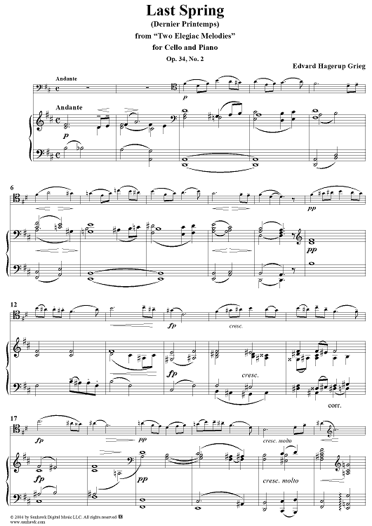 Last Spring, No. 2 from "Two Elegiac Melodies", Op. 34 - Full Score