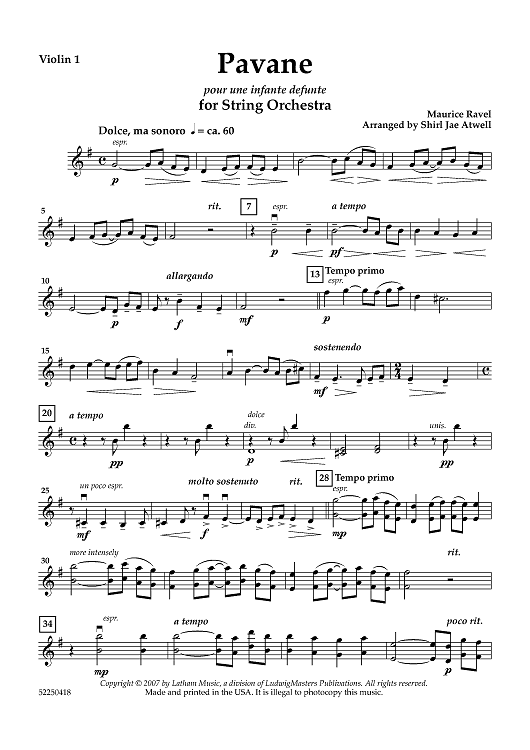 Pavane pour une infante defunte - Violin 1