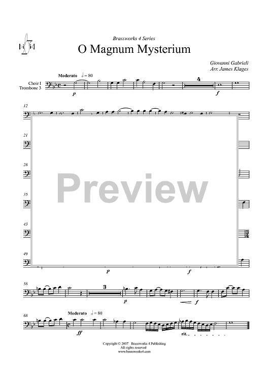O Magnum Mysterium - Choir 1, Trombone 3