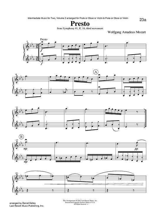 Presto - from Symphony #1, K. 16, third movement