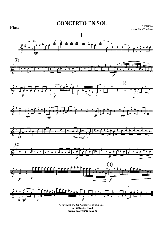 Concerto in Sol - Flute