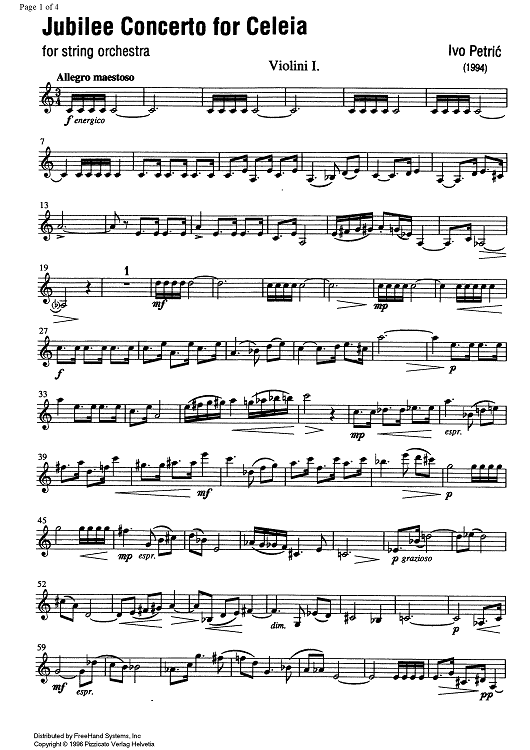 Jubilee Concerto for Celeia - Violin 1