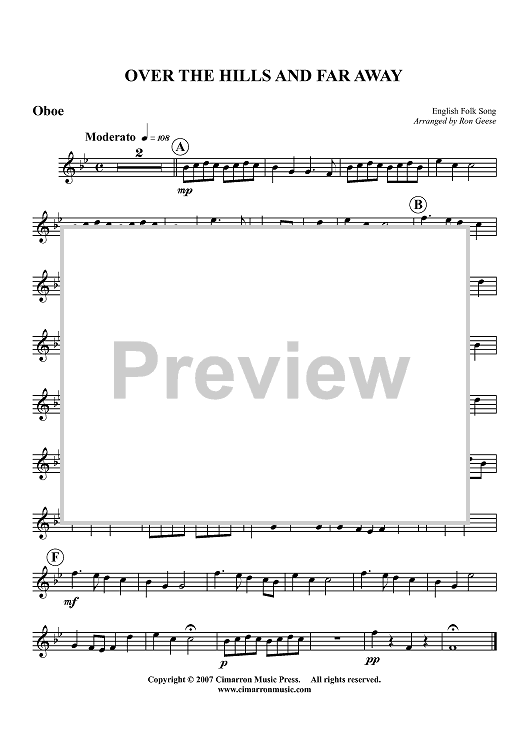 Over the Hills and Far Away - Oboe