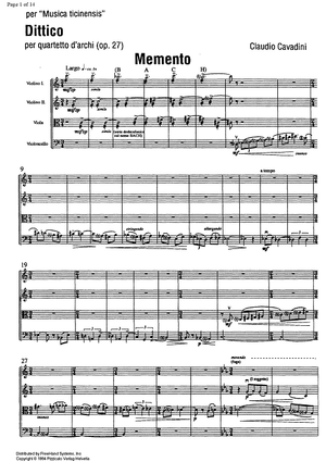 Dittico Op.27 - Score