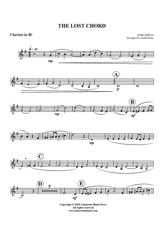 The Lost Chord - Clarinet in B-flat