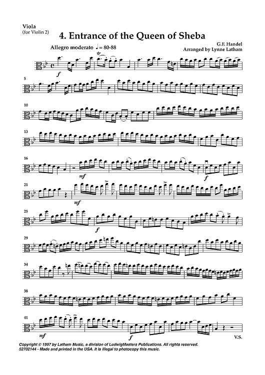 Entrance of the Queen of Sheba - Viola