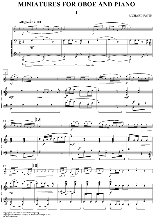 Miniatures For Oboe And Piano