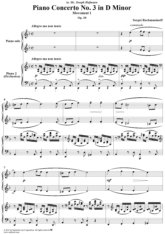 Piano Concerto No. 3 in D Minor, Op. 30, Movement 1