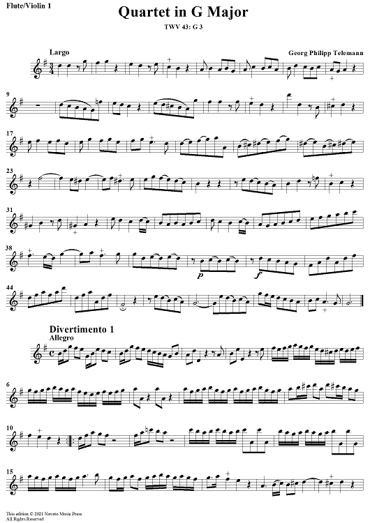 Quartet in G major - Flute 1/Violin 1
