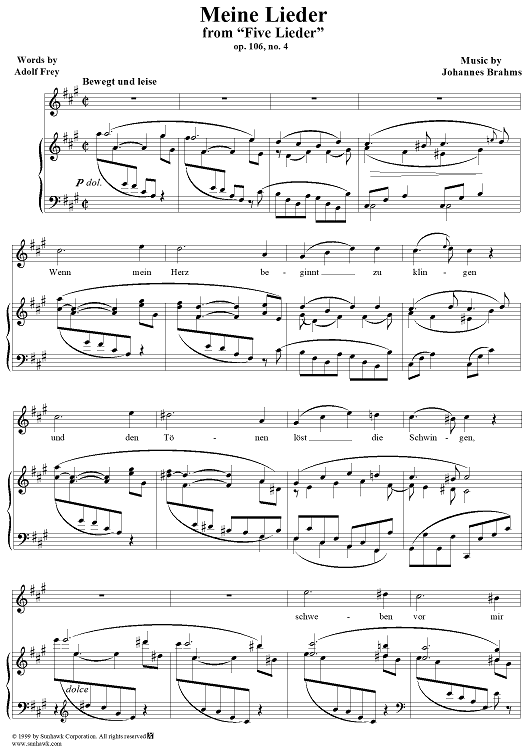 Five Lieder, Op. 106, No. 4, Meine Lieder