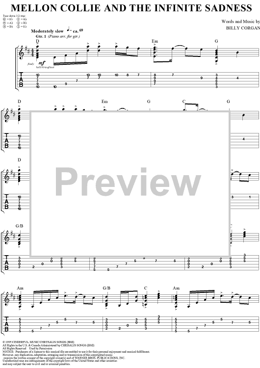 Mellon Collie and the Infinite Sadness" Sheet Music by Smashing