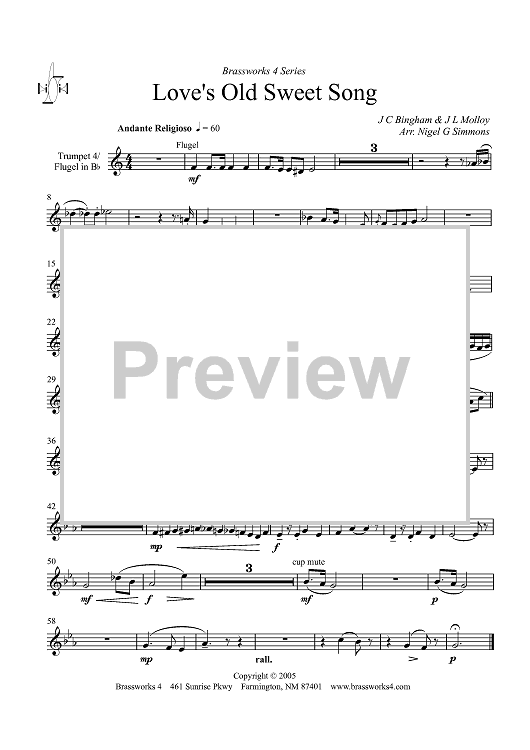 Love's Old Sweet Song - Trumpet 4/Flugel in Bb