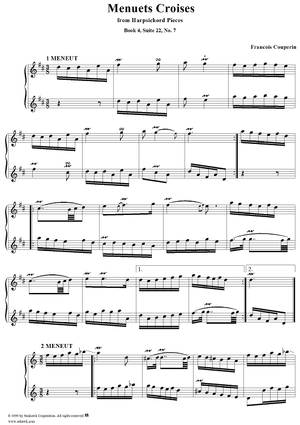 Harpsichord Pieces, Book 4, Suite 22, No.7:  Menuets croises  1. 1e Meneut 2. 2e meneut